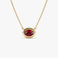 14k Solid Gold Garnet Oval Necklace 0.95 Carat Prong Setting