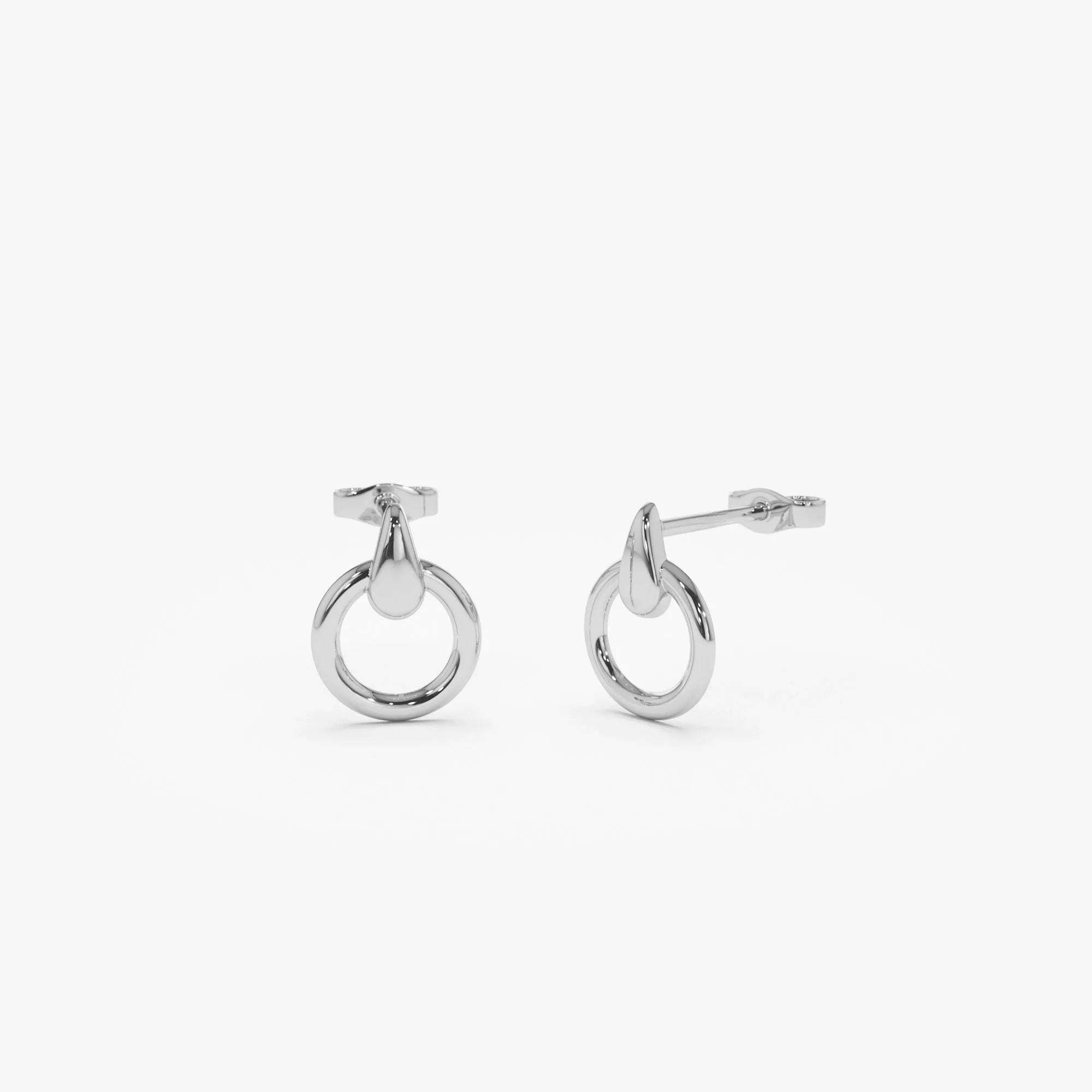 14k Gold Circle Drop Earrings 12.5mm Round Shape