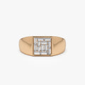 14k Solid Gold Baguette Diamond 0.50 Carat Square Illusion Setting Signet Pinky Ring