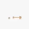 14k Gold Diamond Round Cut Prong Setting Stud Piercing Single Earring 0.08 ctw