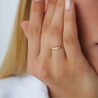 14k Solid Gold Alternating Size Oval Stackable Band Ring
