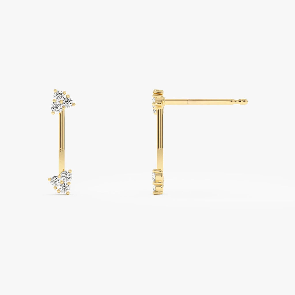 14k Gold Diamond Round Cut Vertical Bar Earrings 0.30 ctw