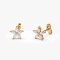 14k Gold Diamond Marquise Cut Floral Stud Earrings 0.33 ctw