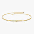 14K Solid Gold Round Diamond Heart Bezel Cuban Curb Link Bracelet 0.17 Carat