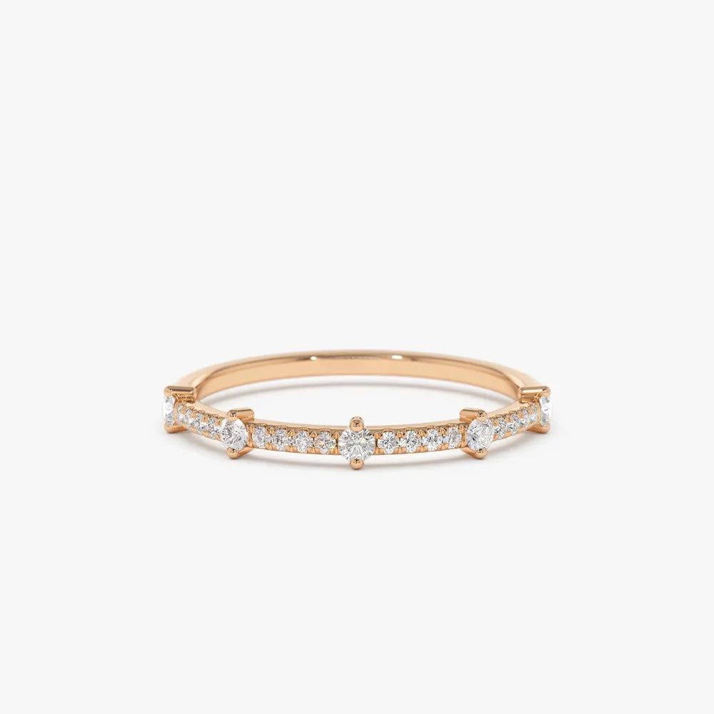 14k Gold Round Diamond 0.25 ctw Stacking Wedding Band