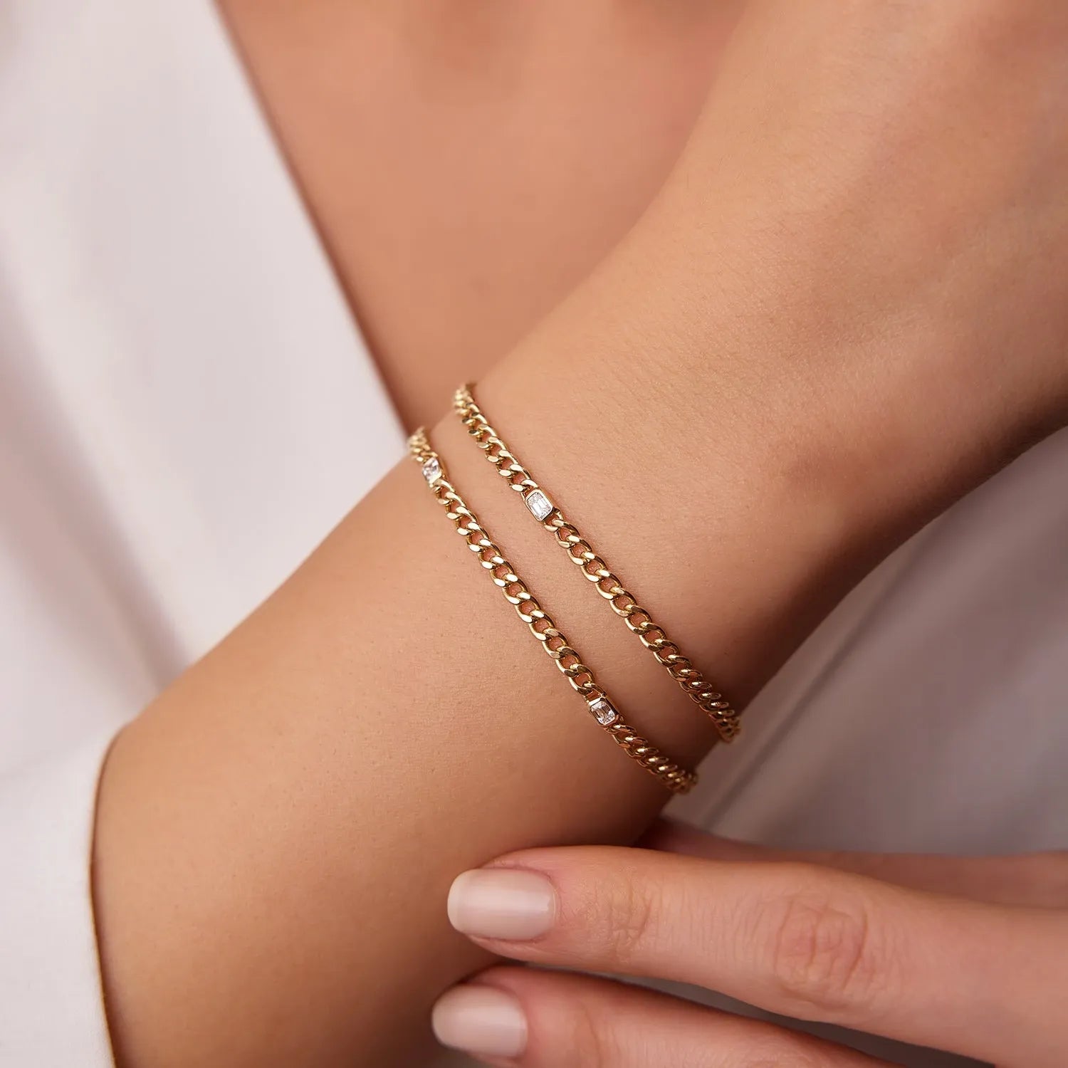 14K Solid Gold Emerald Cut Diamond Cuban Link Bracelet 0.36 Carat