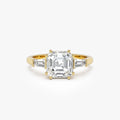 14k Gold Lab Grown Diamond Asscher Cut Three Stone Engagement Ring 2.35 Ctw IGI Certified Nina