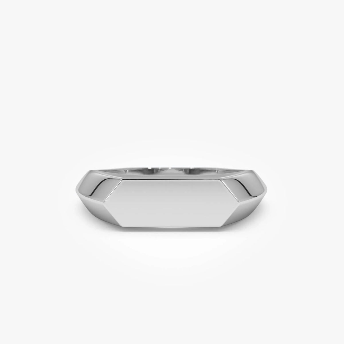 14k Gold Geometric Signet Ring with Graduated Band