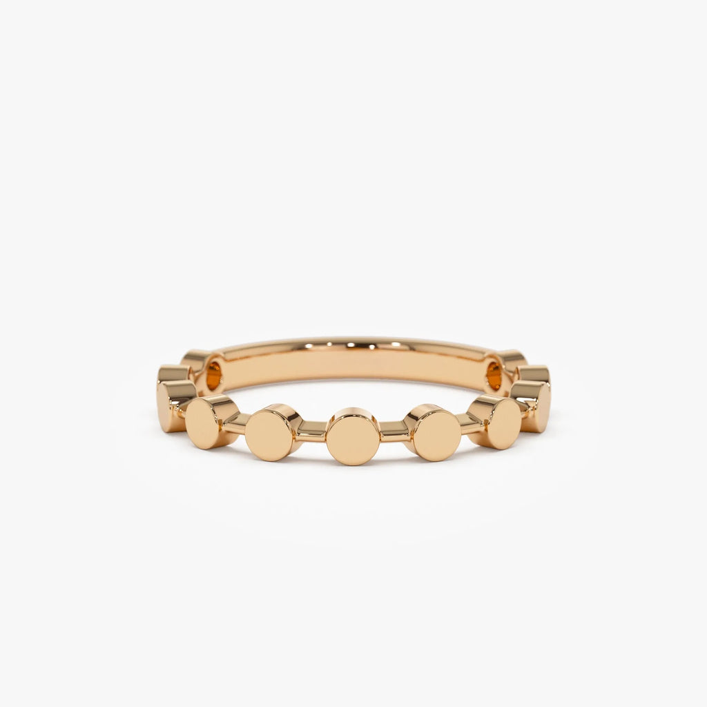 14k Solid Gold Round Circle Stackable Band Ring