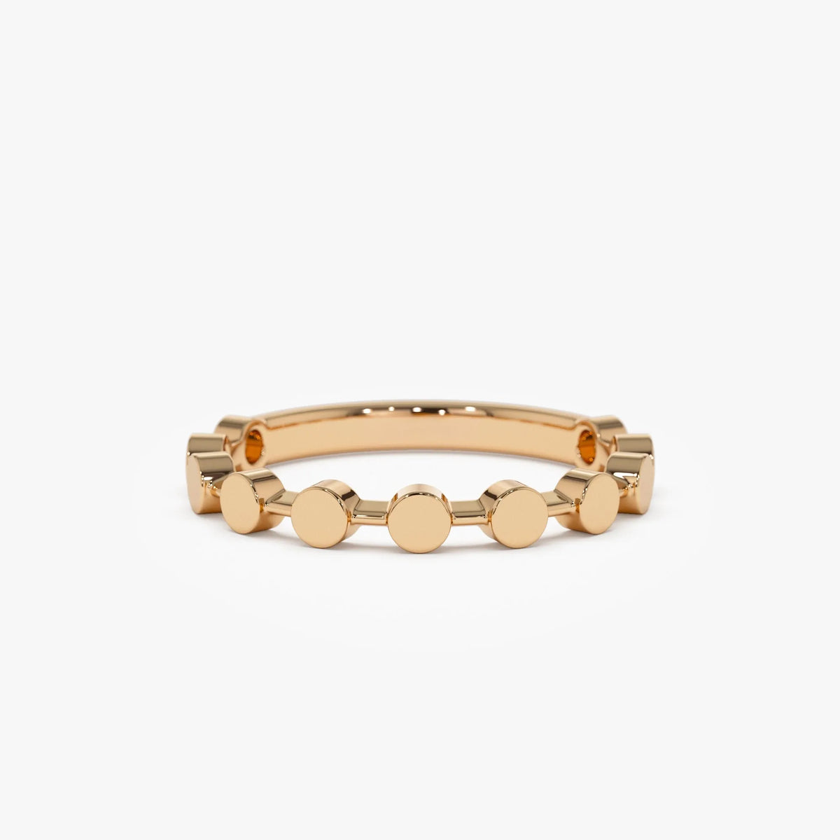 14k Solid Gold Round Circle Stackable Band Ring