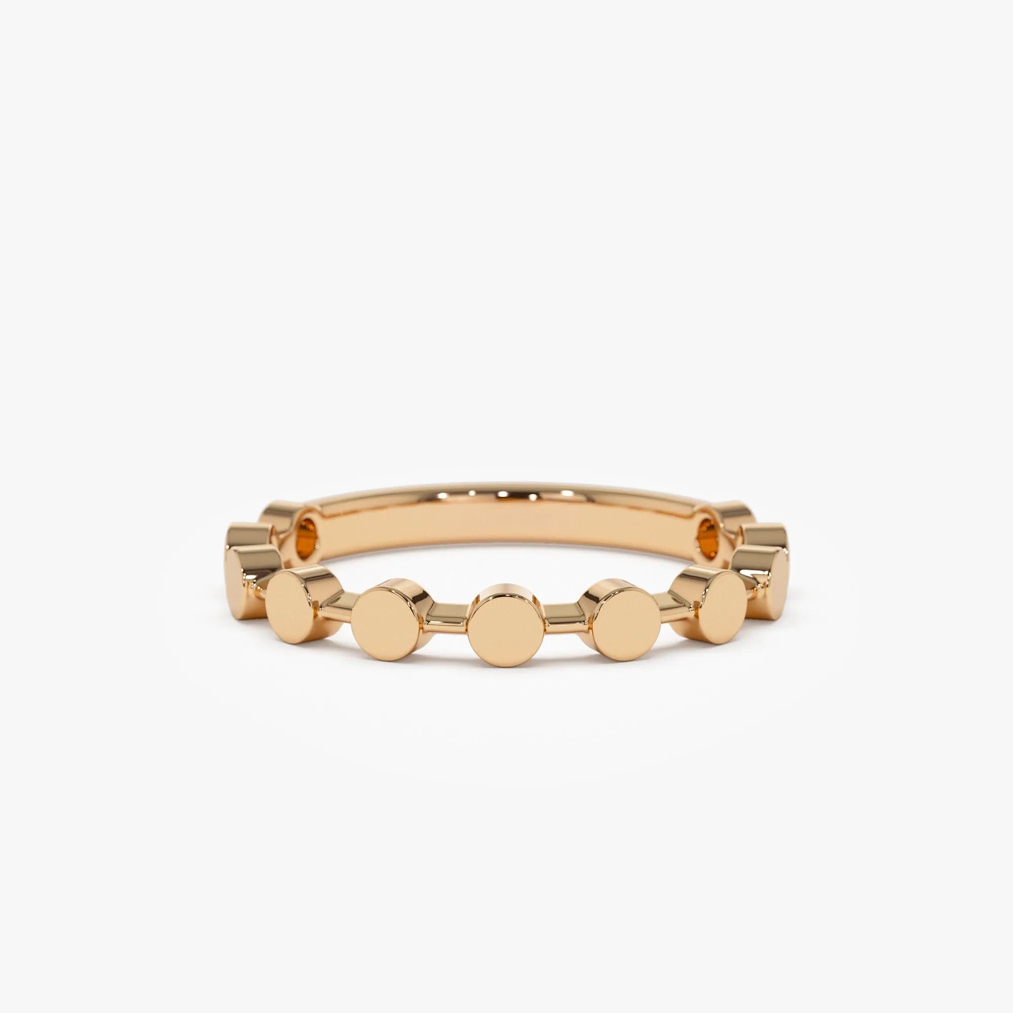 14k Solid Gold Round Circle Stackable Band Ring
