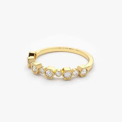 14K Gold Round Cut Diamond 0.25 Ctw Band Ring