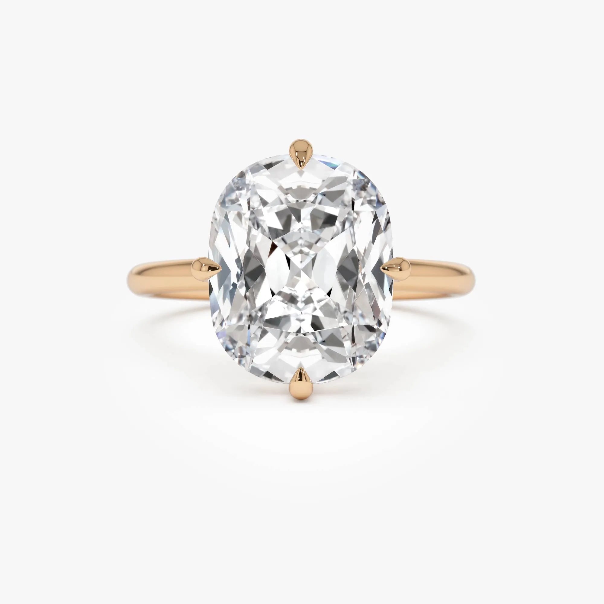 14K Gold 5.05 Carat Cushion Cut Lab Grown Diamond Solitaire Engagement Ring Seloria