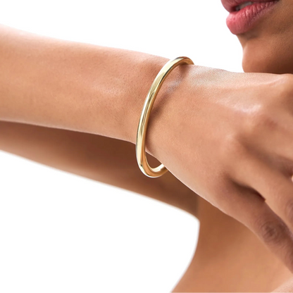 14k Solid Yellow Gold Thick Open Cuff Bangle Bracelet