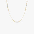 14k Solid Gold Two Tone Rope and Paperclip Link Layering Necklace