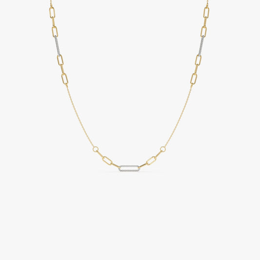 14k Solid Gold Two Tone Rope and Paperclip Link Layering Necklace