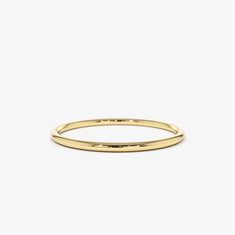 14K Solid Gold 1.2mm Minimalist Classic Wedding Band Ring