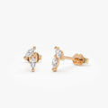 14k Gold Diamond Marquise Cut Double Stud Earrings 0.28 ctw