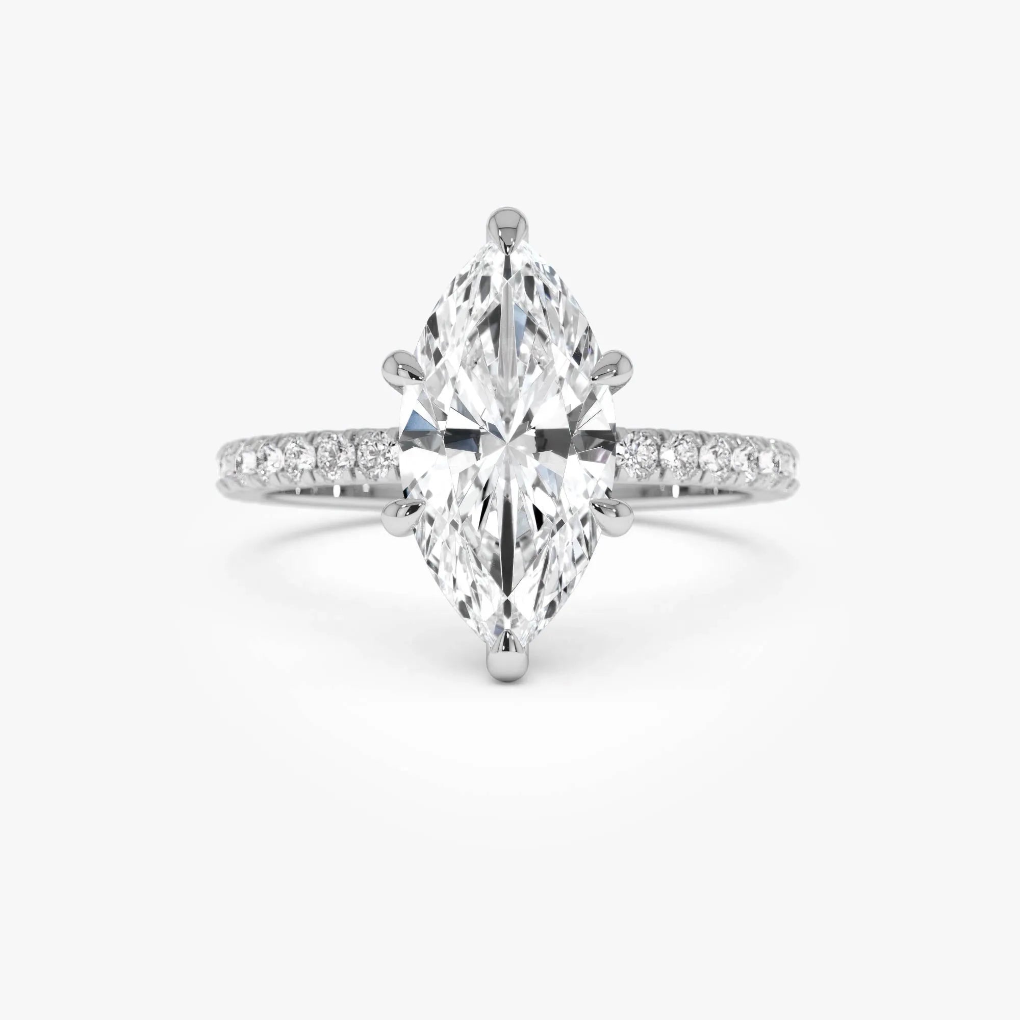 14k Gold 2.50 CTW Lab Grown Diamond Marquise Cut Pavé Hidden Halo Engagement Ring