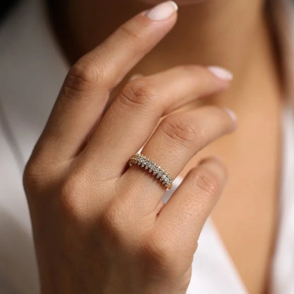 14k Gold Round Diamond 0.69ctw Half Eternity Spike Prong Setting Ring