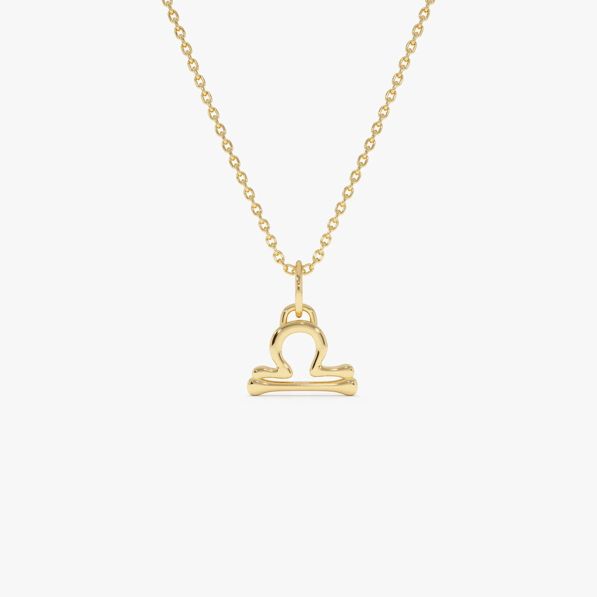14k Solid Gold Libra Zodiac Charm Pendant Necklace