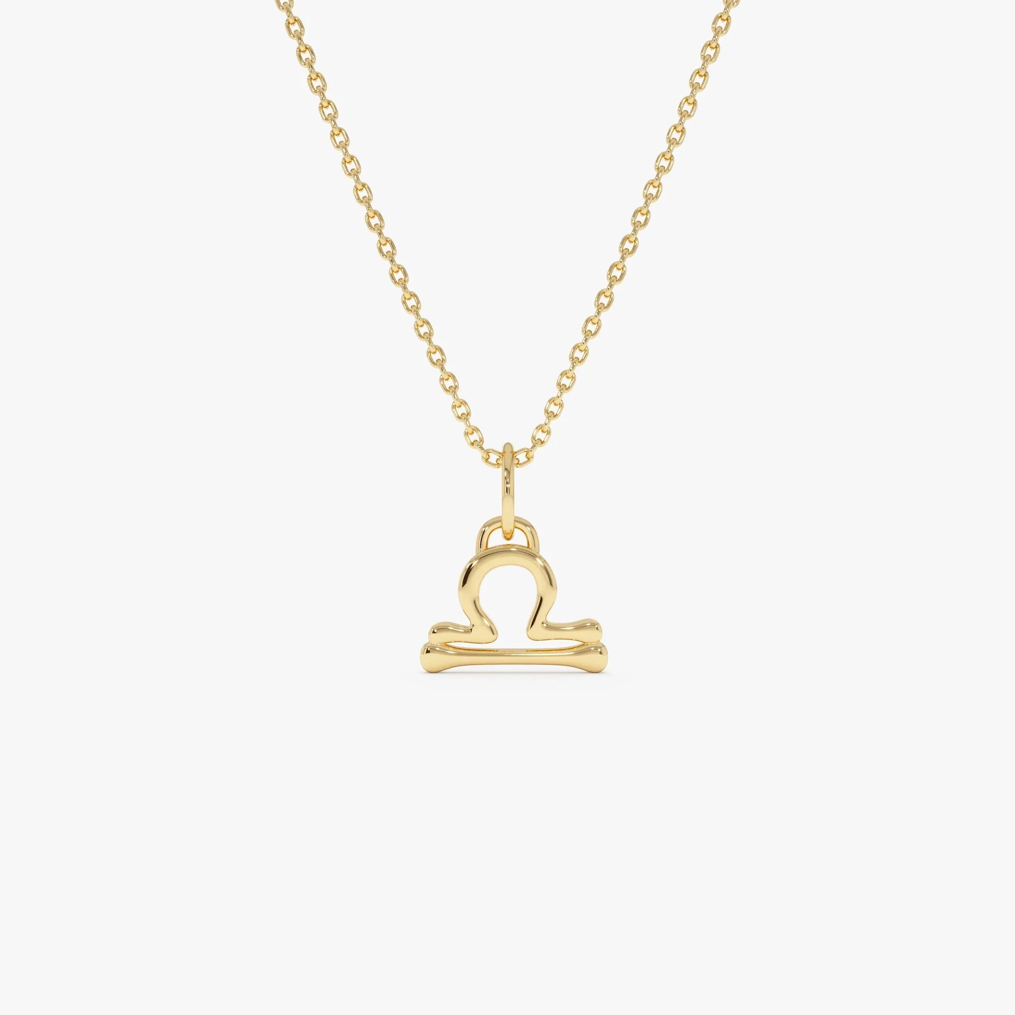 14k Solid Gold Libra Zodiac Charm Pendant Necklace