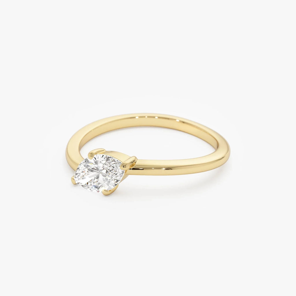 14k Gold 0.50 Carat Lab Grown Diamond Marquise Wavy Prong Setting Promise Ring