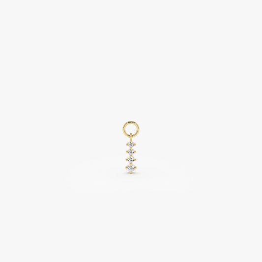 14k Gold Diamond Journey Hoop Charm for Earrings 0.065 ctw