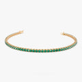 14K Solid Gold Round Emerald 4 Prong Tennis Bracelet
