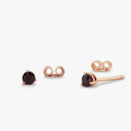 14K Gold Round Cut Ruby 3 Prong Stud Earrings 0.40ctw