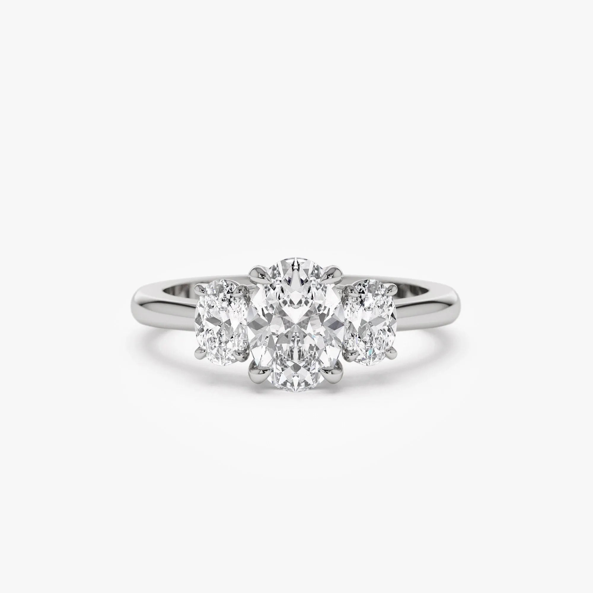 14k Solid Gold Lab Grown Diamond Oval Three Stone Engagement Ring 1.50 ctw Serena