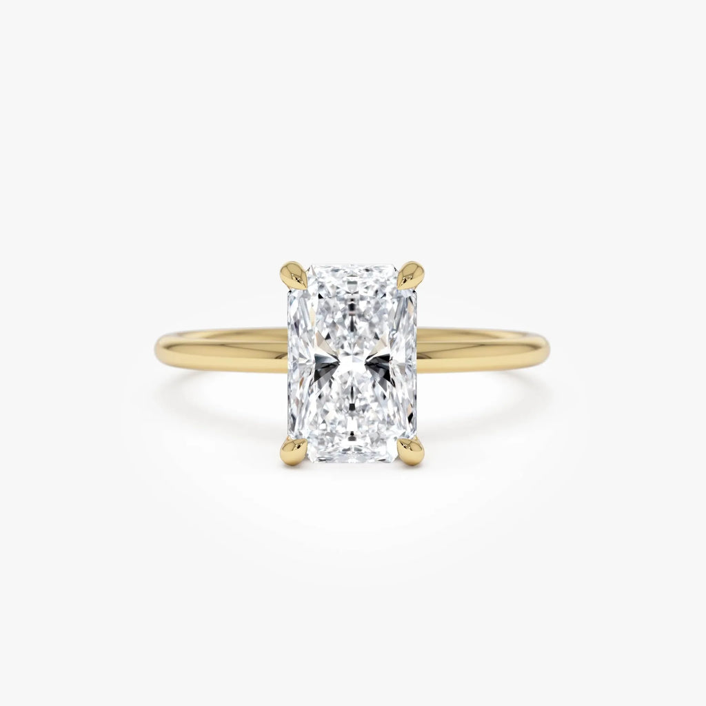 14k Gold Lab Grown Diamond Radiant Cut Hidden Halo Engagement Ring 1.60 Carat