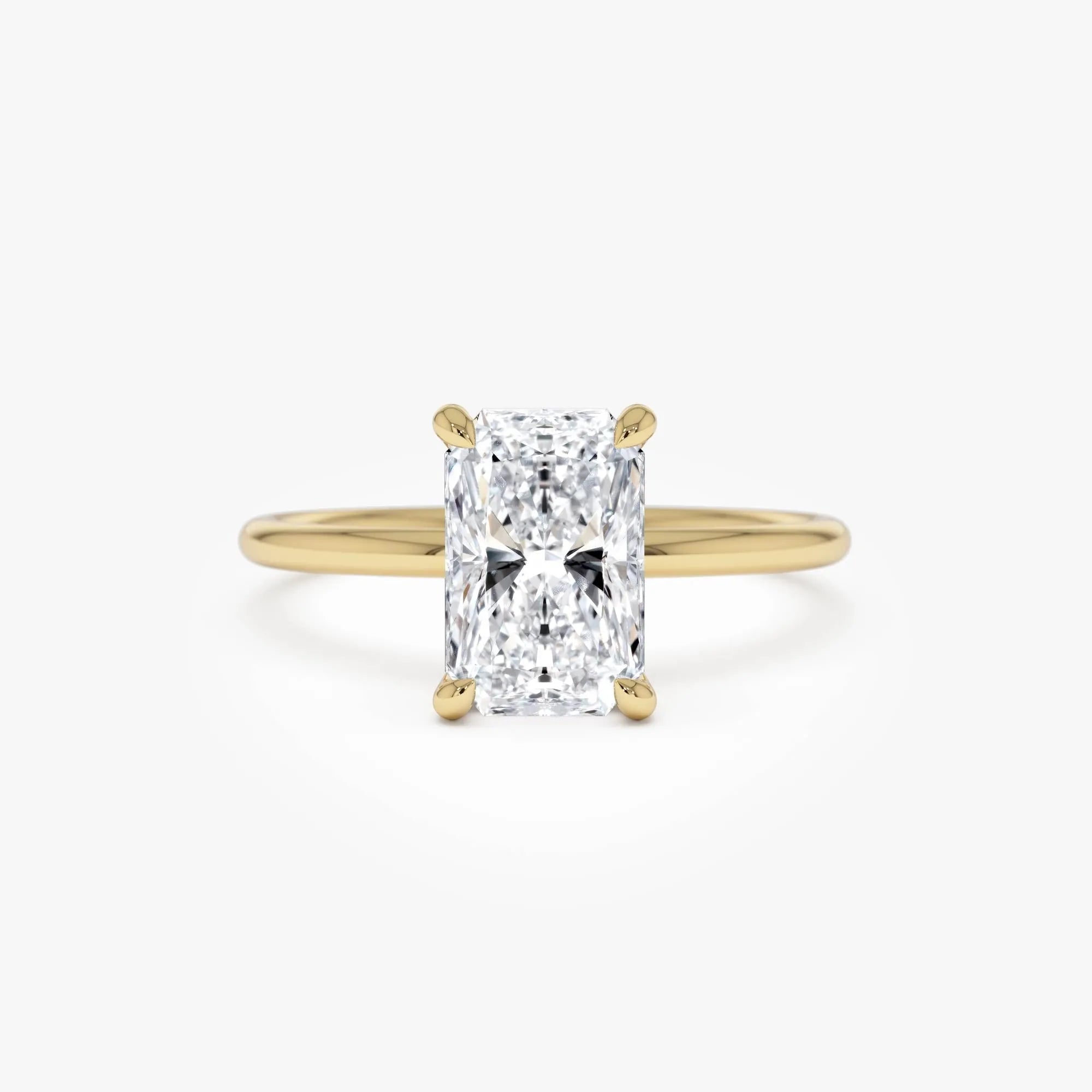 14k Gold Lab Grown Diamond Radiant Cut Hidden Halo Engagement Ring 1.60 Carat