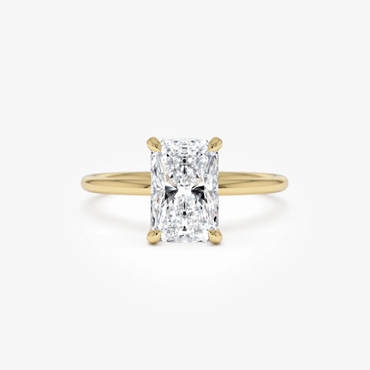 14k Gold Lab Grown Diamond Radiant Cut Hidden Halo Engagement Ring 1.60 Carat