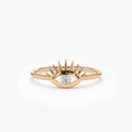 14k Gold Round Diamond Evil Eye Ring Channel Setting 0.07ctw