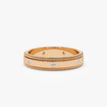 14k Gold Diamond Round Cut Wedding Band Flat Milgrain Edge 4mm 0.12 ctw