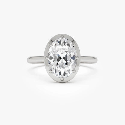 14k Gold 2.00 Carat Oval Lab Grown Diamond Claw Prong Engagement Ring IGI Certified