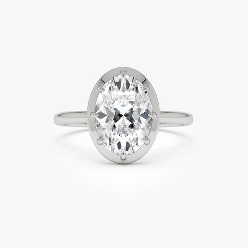 14k Gold 2.00 Carat Oval Lab Grown Diamond Claw Prong Engagement Ring IGI Certified