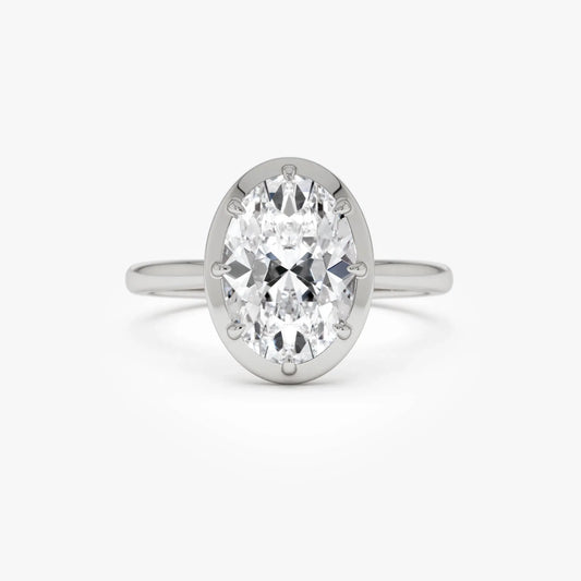 14k Gold 2.00 Carat Oval Lab Grown Diamond Claw Prong Engagement Ring IGI Certified