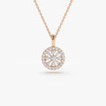 14K Solid Gold Baguette and Round Diamond Charm Necklace 0.32ctw