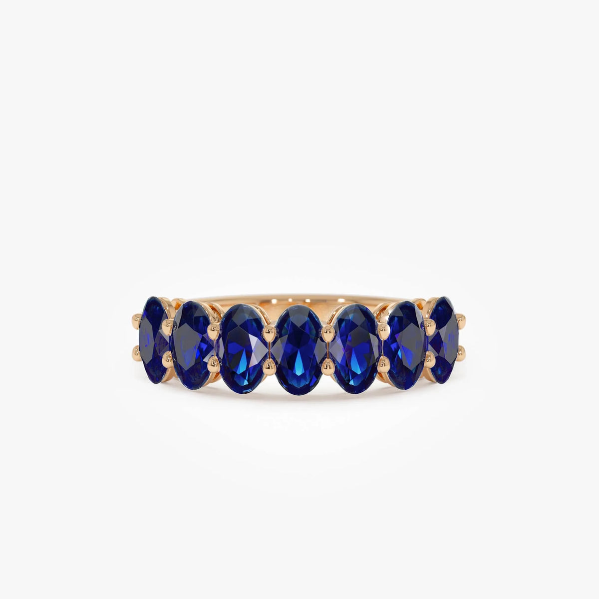 14k Gold Sapphire Oval Cut Basket Setting Ring 3.15 ctw