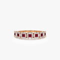14k Gold Ruby and Diamond Princess Baguette and Round Cut Ring 0.80 ctw