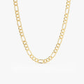14k Solid Gold Figaro Link Chain Necklace for Layering