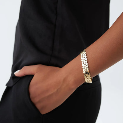 14k Gold Wide Bold Triple Strand Link Bracelet