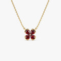 14k Solid Gold Garnet Pear Shaped Four Leaf Clover Necklace 0.75 Carat