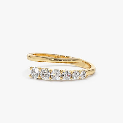 14k Gold 0.45 ctw Round Diamond Crossover Statement Ring