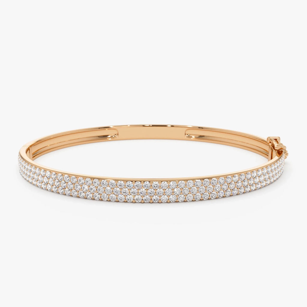 14K Solid Gold 1.05 CTW Round Diamond Crossover Graduating Bangle