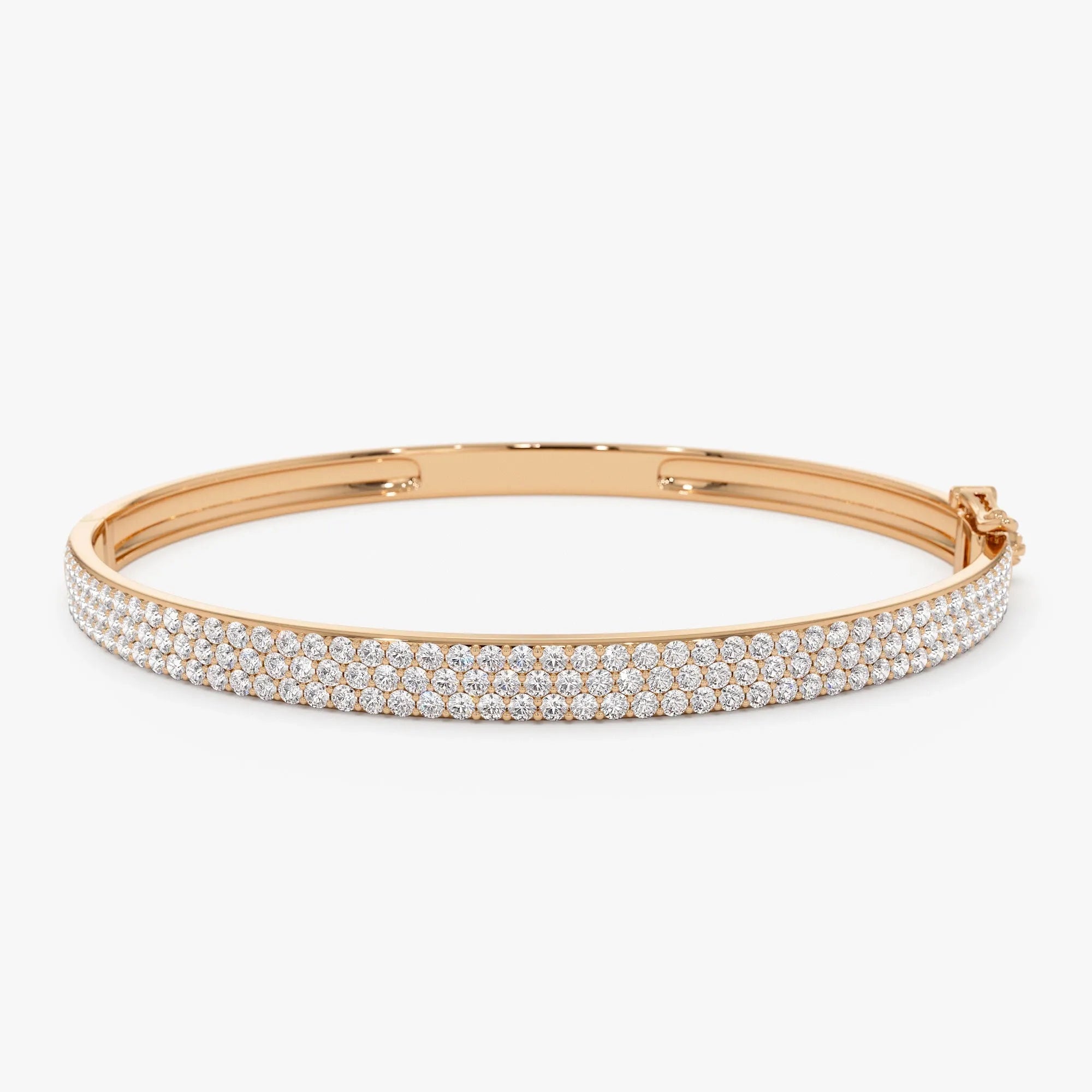 14K Solid Gold 1.05 CTW Round Diamond Crossover Graduating Bangle