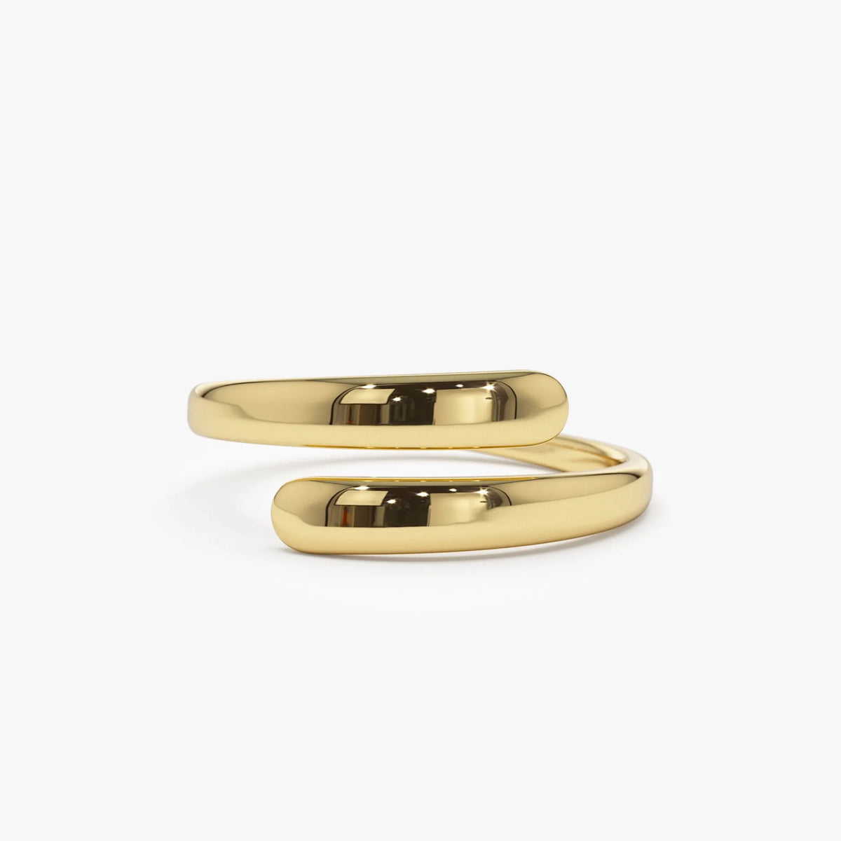 14k Solid Gold Plain Crossover Statement Ring