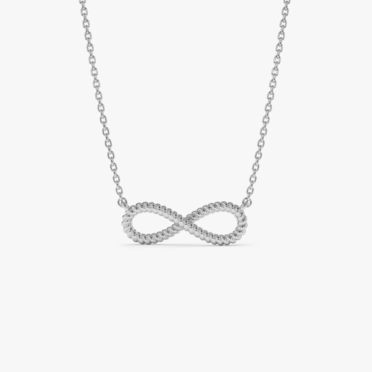 14k Solid Gold Twist Rope Infinity Pendant Necklace
